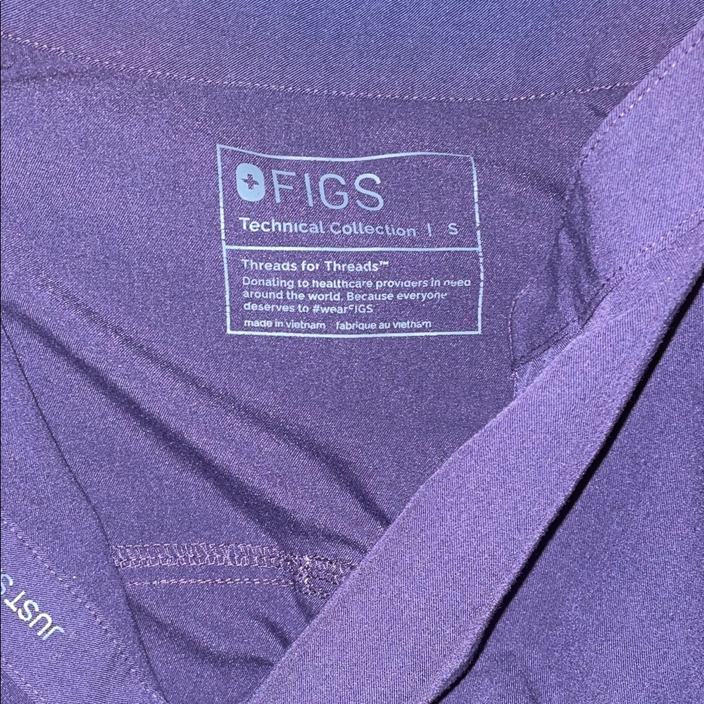 Figs Women's Deep Purple Button Down Shirt - Picture 4 of 5